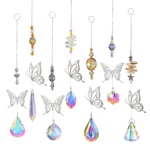 7 st Butterfly Crystal Sun Catcher Crystal Chandelier Prism Decor Trädgård Fönster Bil Bröllop