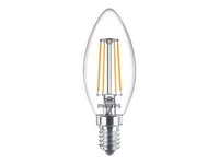 Philips - Led-Filamentlyspære - Form: B35 - Klar Finish - E14 - 4.3 W (Ekvivalent 40 W) - Klasse F - Varmt Hvitt Lys - 2700 K