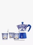 Bialetti Dolce & Gabbana Mediterranean Blue 3 Cup Moka Express Hob Espresso Coffee Maker Gift Set