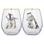 Alice In Wonderland King & Queen Glasses Set Couples Drinking Tumblers Gift Box