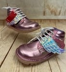 KICKERS Kick Hi Angelic Pink Leather Boots INFANT SIZE UK 12 EU 30