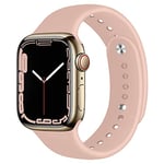 Compatible pour Apple Watch Band 49mm 45mm 44mm 42mm Bracelet Souple en Silicone pour iWatch Ultra Series 8 7 6 SE 5 4 3 2 1 Bracelets Femmes Hommes, Rose Sable, 42/44/45/49mm（Breveté）