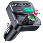 Mohard Bluetooth Car Adapter, Car Bluetooth 5.3 FM Transmitter with PD 36W+Dual USB Fast Car Charger, Wireless Car Radio FM Transmitter, Hands-Free Calls & Voice Assistant, HiFi Sound, Rebound Knob