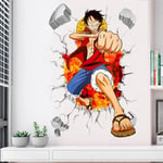 One Piece Anime Manga Bruten Vägg 3D Fönster Väggklistermärke Dekal Dekoration Mode Dekoration Barn Pojke Sovrum Konst