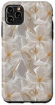 Coque pour iPhone 11 Pro Max Magnolia blanc nacré sur motif romantique éthéré gris