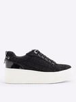 River Island Boucle Platform Trainer - Black, Black, Size 4, Women