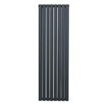 Radiateur à Colonne Ovale 1600mm x 480mm, Chauffage Moderne Vertical à Tube Ovale en Acier au Carbone Gris Anthracite Mat, Cuisine Salon Salle de Bain [Brosse, Attaches Murales & Supports INCLUS]