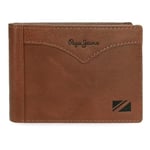 Pepe Jeans Jacket Portefeuille Horizontal avec Porte-Monnaie Marron 11 x 8 x 1 cm Cuir by Joumma Bags, Marron, Talla única, Portefeuille Horizontal avec Porte-Monnaie