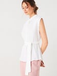 V by Very Plisse Tie Waist Blouse - White, White, Size 10, Women