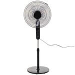 Free-Standing Oscillating Timer Fan - Remote Control, Black, Quiet, Adjustable