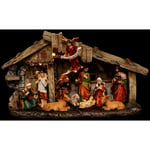 Crèche de Noël lumineuse avec 11 Santons l 31,5 x h 17,8 cm - Feeric Christmas