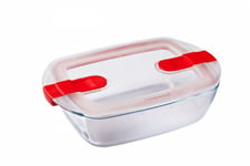 Pyrex Classic  Rectangular Glass Dish with Vented Lid 1.1L - Red