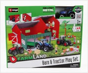 BURAGO BU31684-BLUE New Holland - Set Farm Barn & Tractor Play T7.315 Tractor 20