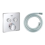 GROHE 29124000 | Grohtherm SmartControl Thermostat Concealed | Square | 2 Valves & 28364000 | Silver Flex Hose | 1500mm