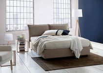 Talamo Italia - Lit double Maddalena, lit coffre en tissu, ouverture frontale, adapté pour matelas 140x200 cm, 100% Made in Italy, Gris tourterelle