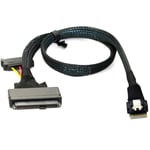 Câble SFF-8643 vers SFF 8639, câble Mini SAS HD 12 Go/s Câble interne Mini SAS SFF 8643 vers U.2 SFF 8639 avec connecteur d&#39;alimentation SATA femelle 15 broches