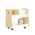 SoBuy Étagère à Livres pour Enfant, Étagère à Jouets, Bibliothèque à roulettes pour Chambre d'enfant et Salle de Jeux, Meuble Rangement Enfant Design pour Jouets et Livres, 50x40x53 cm KMB103-WN