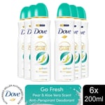 Dove Advanced Care Go Fresh Antiperspirant Deo Pear & Aloe Vera Scent 200ml, 6pk