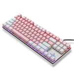 iBlancod K87 87 Näppäimet Langallinen Mekaaninen Näppäimistö Metallipaneeli Kaksivärinen Injection Keycap 20 Light Effects Valkoinen ja Vaaleanpunainen (punaiset kytkimet)