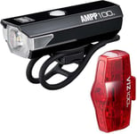 CatEye AMPP 100 / VIZ 100 Bike Light Set: Compact set for front and rear visibility, Black