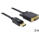 Câble adaptateur Delock DisplayPort / dvi Fiche mâle DisplayPort, Fiche mâle dvi-d 24+1 pôles 2.00 m noir 82591 Câble d