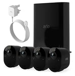 Arlo Ultra 2 Outdoor Smart Home Security Camera CCTV System and FREE Outdoor Power Cable bundle, 4 Camera kit, black, With Free Trial of Arlo Secure Plan