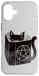 Coque pour iPhone 16 Plus SataniCat Pentagramme Chat Satan Demon Necronomicon Lover