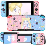DLseego Compatible with Switch Skin Sticker,Cartoon Cute Fun Skins Full Set Faceplate Cover Decals for Kids Girl Women,Console & Joy-con Controller & Dock Protection Kit for Switch-Pink and Blue