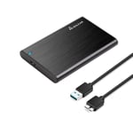 Salcar 2,5 Pouces USB 3.0 Disque Dur SATA Boîtier, Boîtier Externe pour 7mm 9,5mm HDD et SSD SATA de 2.5", Pas Besoin d''Outils