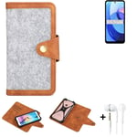 Felt Case + earphones for Motorola Moto E30 Cover light grey