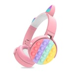 Bluetooth Headphones Wireless Gaming Over Ear Foldable Pink For Kids Fidget Pops