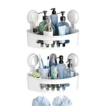 TAILI Lot de 2 Paniers de Douche D'angle à Ventouse, Etagère de Douche de Salle de Bain, Panier de Rangement Mural pour Shampoing Support de Douche en Plastique pour Cuisine et Salle de Bain