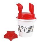 BLUE SKY - Seau avec Accessoires Marine Nationale - Jeu de Plage - 045560 - Blanc et Rouge - 5 Pièces - Plastique - Jouet Enfant - Jeu de Plein Air - Sable - 17 cm - À Partir de 10 Mois