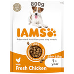 IAMS Complete Dry Dog Food for Adult 1+ Small and Medium Breeds with Chicken 800 g