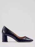 L.K.Bennett Sally Block Heel Leather Court Shoes, Navy