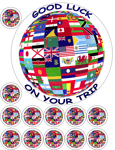 FLAG GLOBE WORLD MAP TRAVEL 7.5" + 12 x 1.5" PREMIUM Edible ICING Cake Topper D1