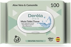 Derela WC Flushable Toilet Paper Wet Wipes - 100 count (Pack of 4) 