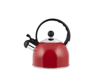 H&H 8841603 Bouilloire avec sifflet, acier inoxydable, rouge, 1,5 l, induction, inoxydable