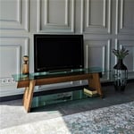 Dmora - Meuble TV Zosma, Buffet de Salon, Armoire Basse pour TV, Base Murale de Rangement, 158x40h45 cm, Noyer et Vert