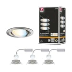 Paulmann 92962 encastré LED Nova Plus Smart Home ZigBee kit Rond orientable 3x6W Tunable White gradable Acier brossé Spot Alu Zinc 2700K, 18 W