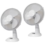 Prem-I-Air 40W 3 Speed 12-inch Oscillating Desk Fan (Twin Pack) - White - EH1523