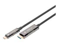 Digitus Aoc - Adapterkabel - 24 Pin Usb-C Hann Til Hdmi Hann - 20 M - 4K 60Hz Støtte, 2K 60Hz Støtte, 1920 X 1080 At 120 Hz Support, Up To 18 Gbps Data Transfer Rate, Aktiv, Aktiv Optisk Hybridkabel