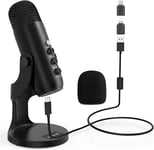 USB Microphone for PC Phone Podcast, Condenser Mic with Mute & Gain Knob