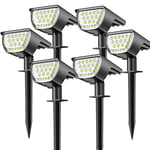 Lampe Solaire Exterieur Puissante [37LED/ 6Pack] Spot Solaire Exterieur IP65 Imperméable, Lumière Solaire, Eclairage Pour Les Décorations de Jardin(Blanc Froid)