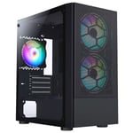 CIT META Micro ATX Mesh Gaming PC Case 3 x ARGB LED Fans Tempered Glass Panel