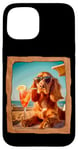 Coque pour iPhone 15 Chien se relaxant dans des lunettes de soleil au bord de la plage