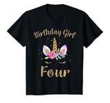 Youth 4 Year Old Birthday Girl Unicorn Shirt 4th Birthday Outfit T-Shirt