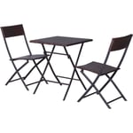 Ensemble Meubles de Jardin Design Table carré et chaises Pliables résine tressée Imitation rotin Marron - Outsunny