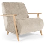 Fauteuil Meghan en chenille beige et bois finition naturelle - Kave Home