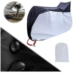 Housse Velo Exterieur Impermeable Pluie pour Couverture de Vélo Bicyclette Scooter étanche--190T-200X75X115cm Noir moyen avec garniture argentée